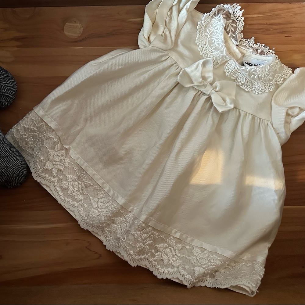 Vintage JoLene dress lace size 12 months girls ivory baby doll dress
